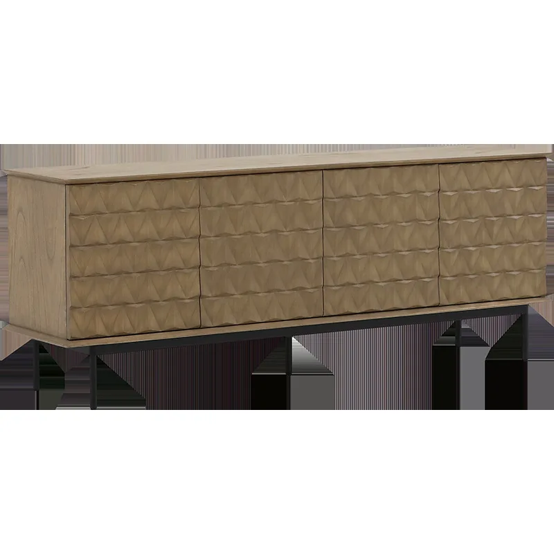 Natural wabi sand solid wood carving flower TV cabinet Nordic simple dining side cabinet entrance entrance cabinet