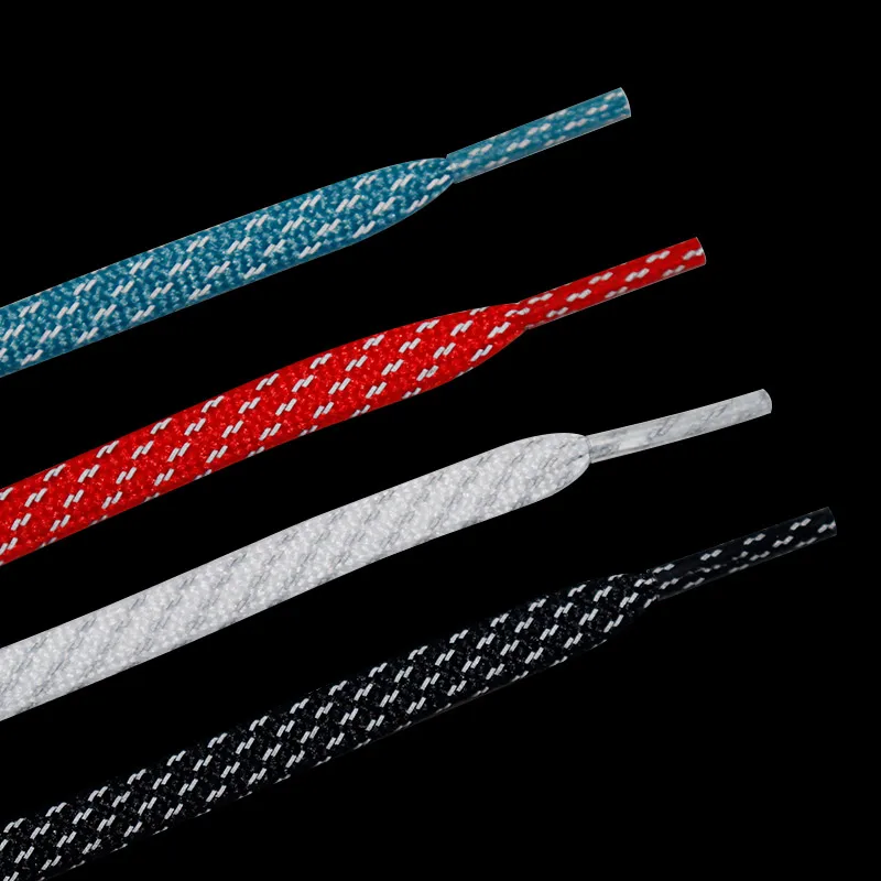 Weiou Laces Glowing Reflective Flat Shoelaces 7mm Polyester Lacet 3M Dual Herringbone Design for Kids Athletic Shoes