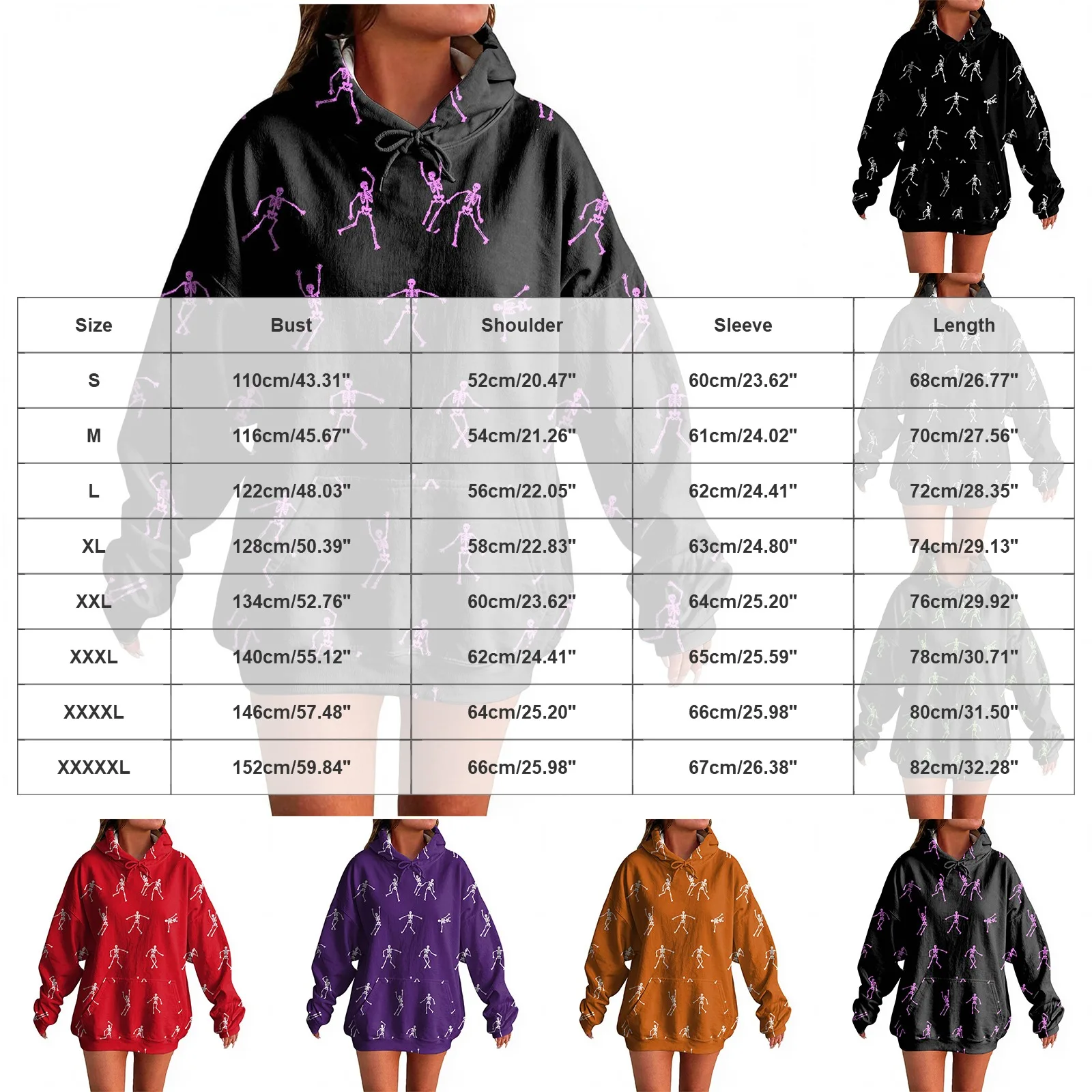 Women's Pullover Sweater Round Neck Lightweight Fleece Lined Top With Interesting Print Halloween Themed Top Winter Hoodie Women