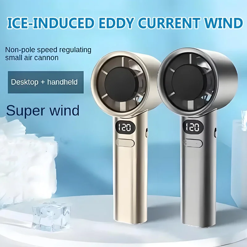 120 Speeds Mini Handheld Fan Bladeless Portable Rechargeable Desktop Fan With Ice Mode Instant Cooling For Men Women