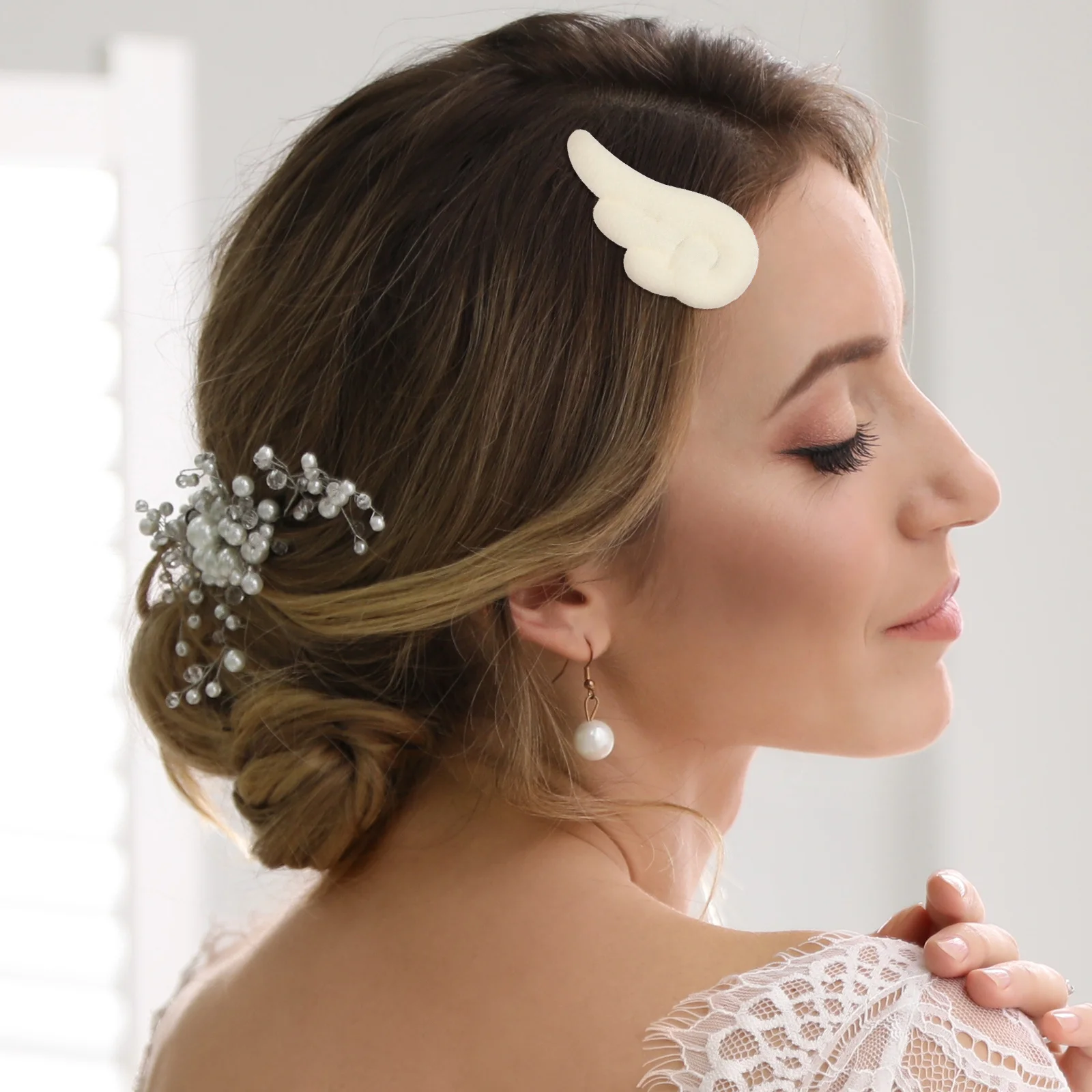 

1Pair Angel Wings Hair Clip White Handmade Fashion Hairpiece Party School Holiday Hair Accessories for Women