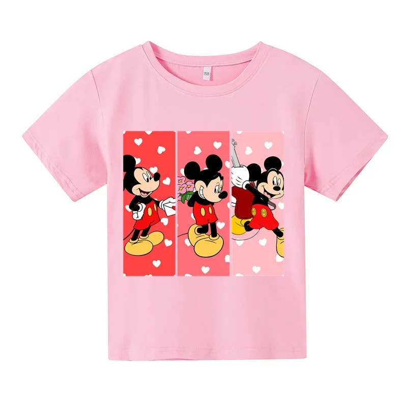 Disney Mickey Mouse T-shirt Short Sleeve Cartoon Comics Anime Children's Clothing Kids Girls Boys Sports Casual short sleeve bab