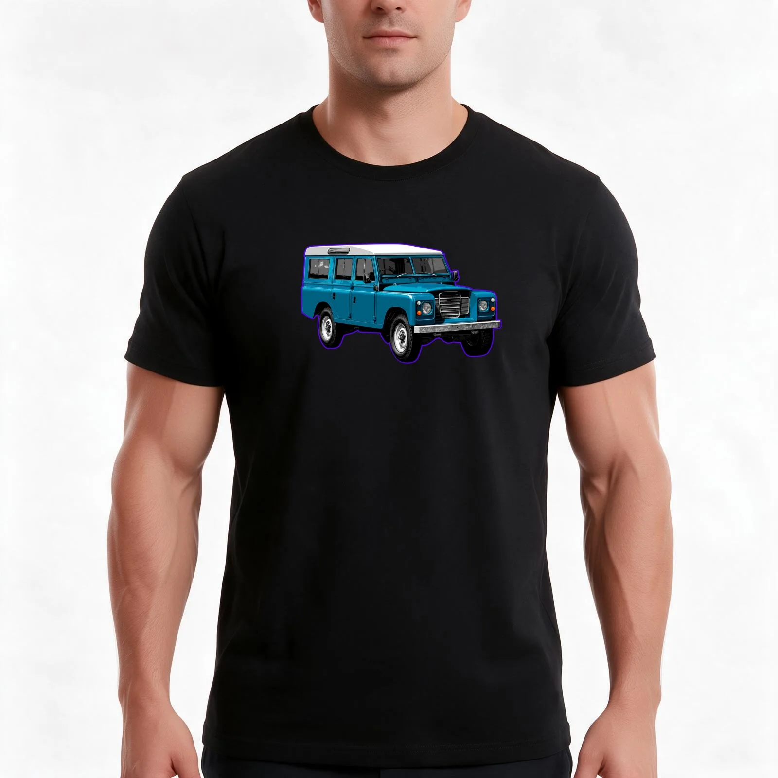 Artwork LR RR British Original Offroad 4x4 ocean blue T-Shirt, Summer Casual Cotton Tee, Oversized Streetwear Tops, 100% Cotton