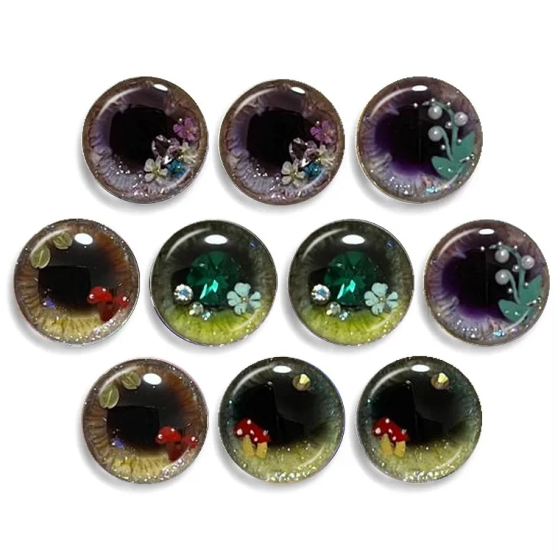 6 Pairs Glass Eyes DIY Sewing Dolls Craft Accessories Cat Eye Dragon Dinosaur Eye Round Cabochon Demo Flat Back Making 6