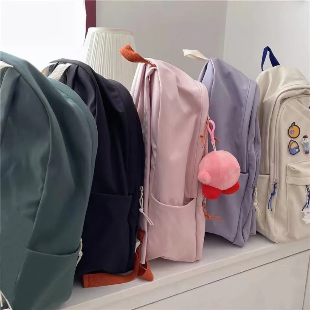Waterproof Student Backpack Fashion Nylon Large Capacity School Bags Zipper Solid Color Book Bag Students