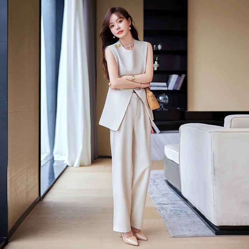 Suit Vest Suit Women2024Spring and Summer New Casual Dignified Sense of Design Business Wear Waistcoat Vest Overalls