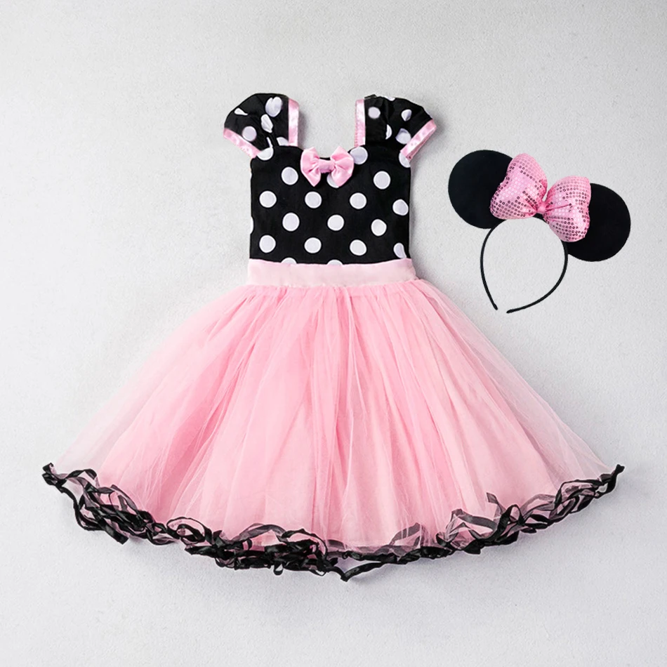 2024 Little Girls Mickey Minnie Mouse Daisy Sweet Casual Dress Cute Girls Clothing Summer Kids Fancy Infant Costume