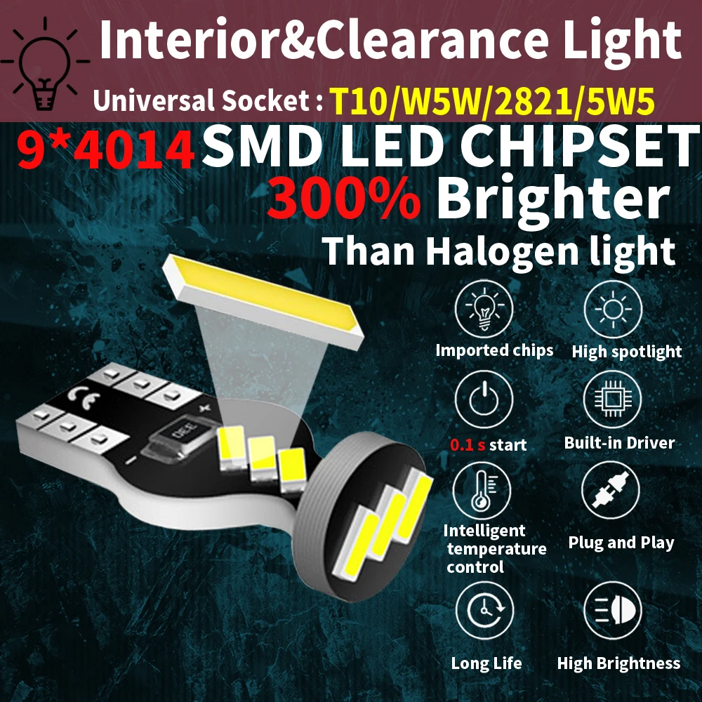 10pcs T10 W5W Led Canbus Clearance Light Parking Bulb Interior Side Lamp For Volvo XC60 V50 V40 V60 C30 S40 XC90 S80 XC70 V70 - view 2