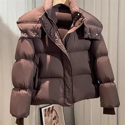 Parka corto donna Streetwear piumino corto coreano dolce piumino invernale solido Casual tutto abbinato cotone imbottito Outwear