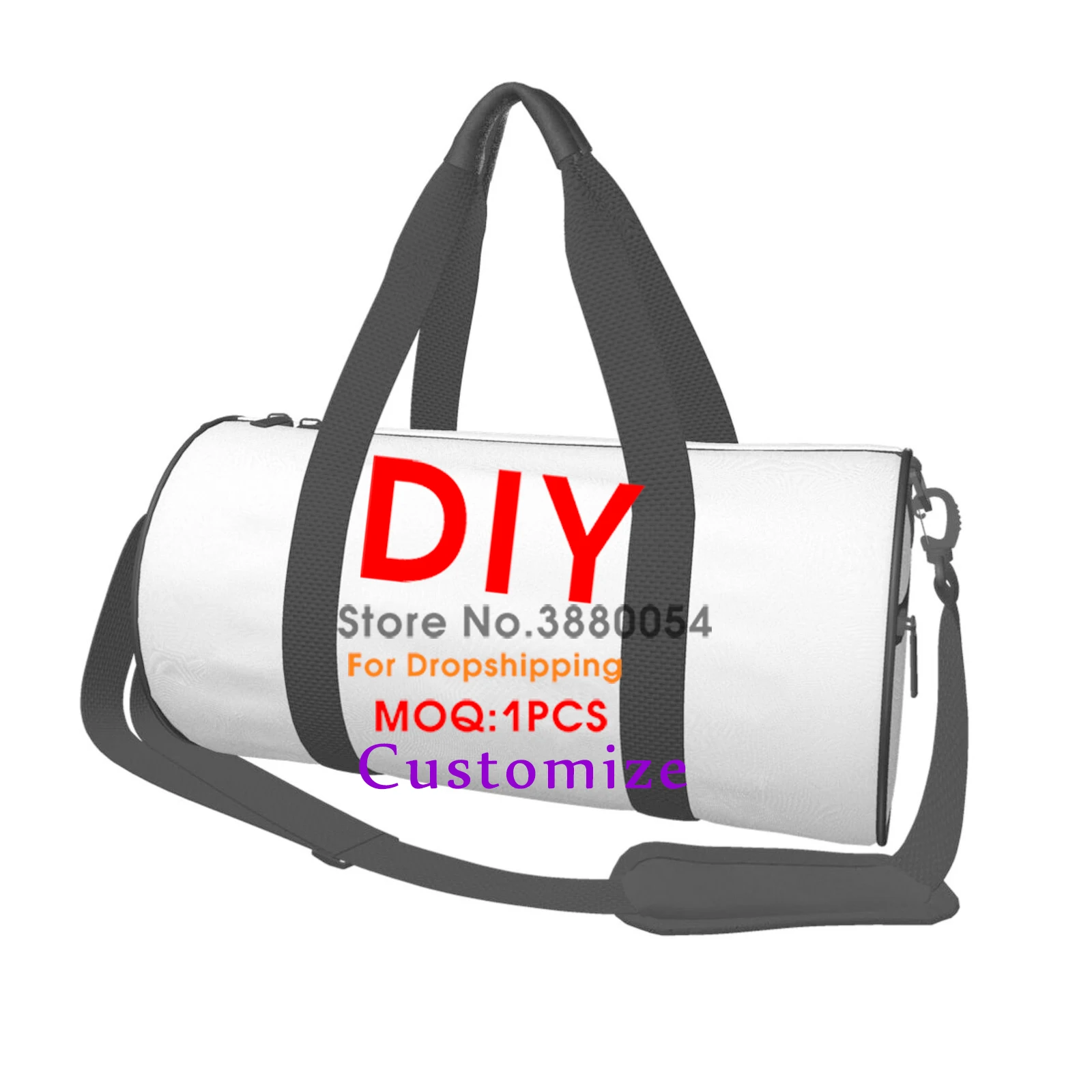 Noisydesigns 3D Custom Travel Logo Image Women's Leisure Cylinder Duffel Bag Hangbag With Zipper Male Unisex Luxury Dropshipping