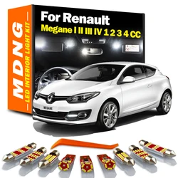 MDNG Canbus LED Interior Map Reading Dome Luggage License Plate Light Kit For Renault Megane I II III IV 1 2 3 4 CC Car Bulbs