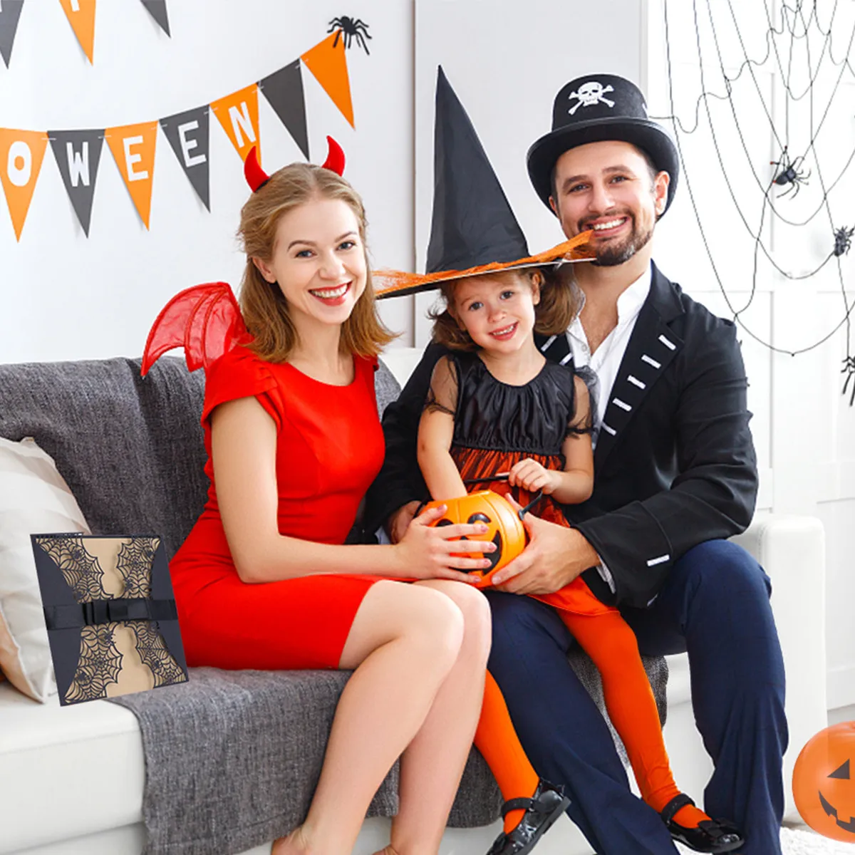 

10 шт. пригласительных открыток на Хэллоуин с дизайном в виде паутины, с обложкой, внутренней карточкой, конвертом и бантом для свадьбы или юбилея