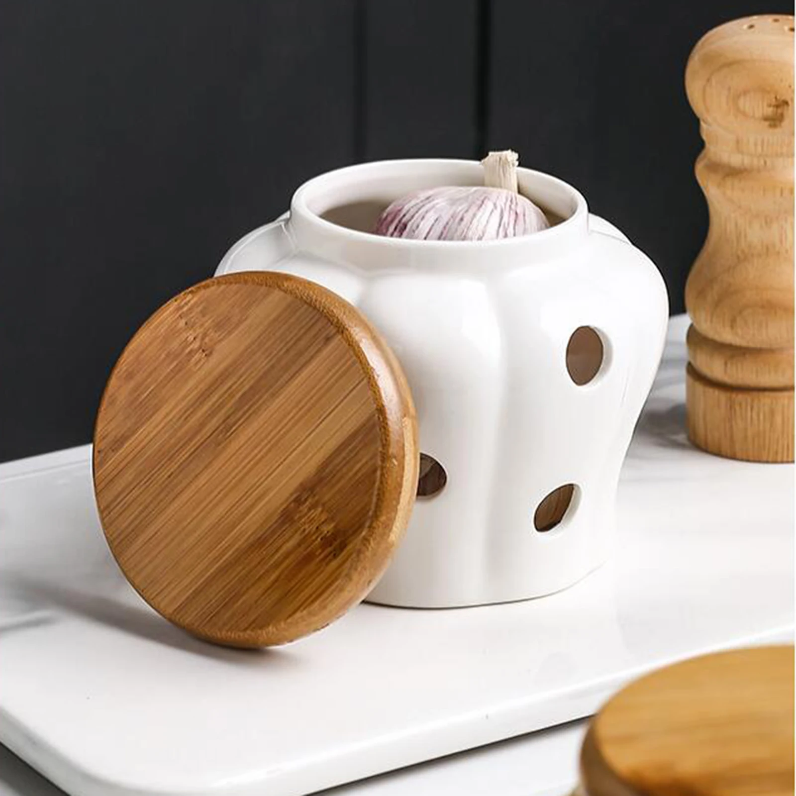 Creative Garlic Storage Cans with Lid Collection Garlic Jars Ceramic Garlic Ginger Storage Box Kitchen Organizer Tools