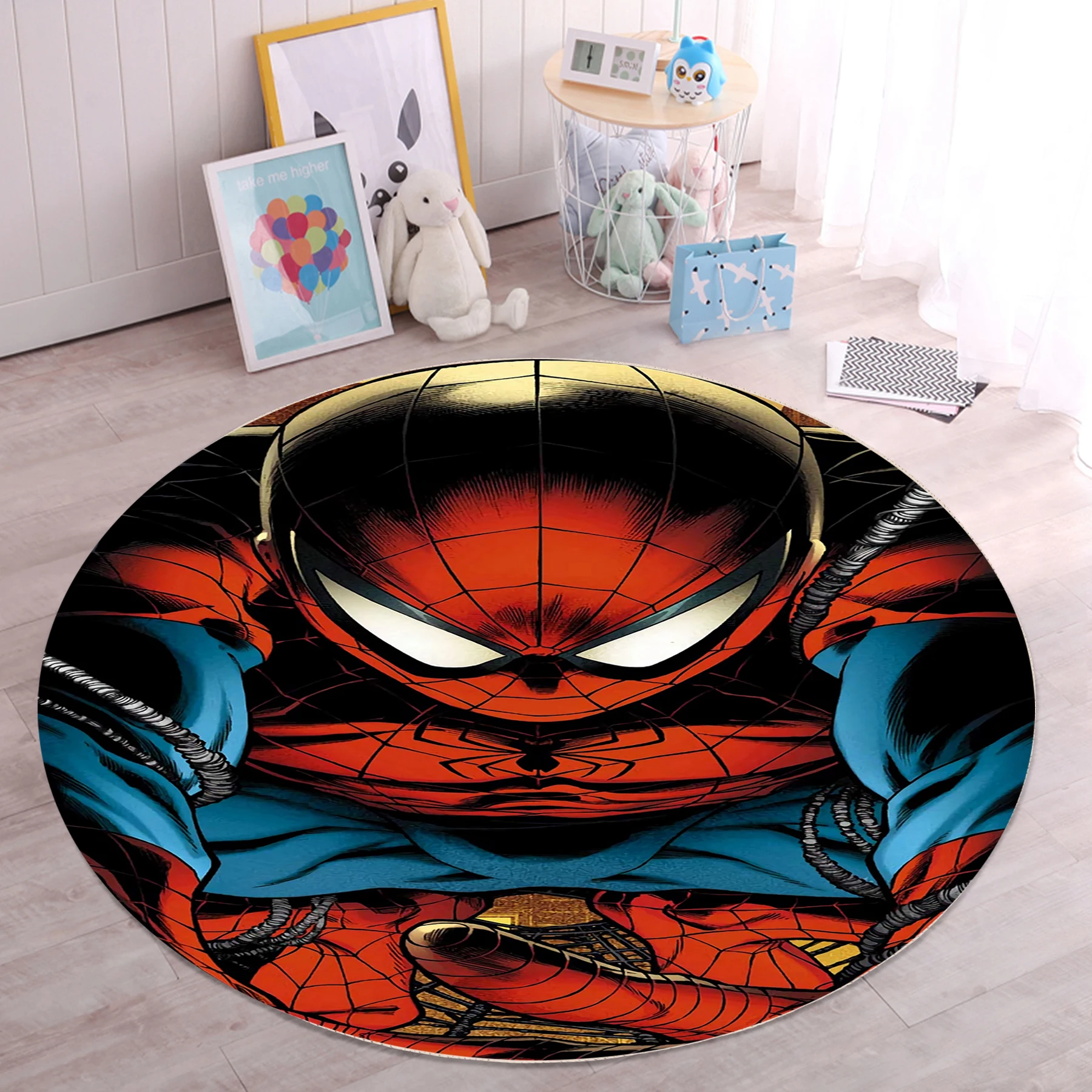 

3D Человек-Паук Marvel Железный Человек мультфильм круглый ковер ковер для спальни гостиная украшение дивана, декор напольный коврик Рождество