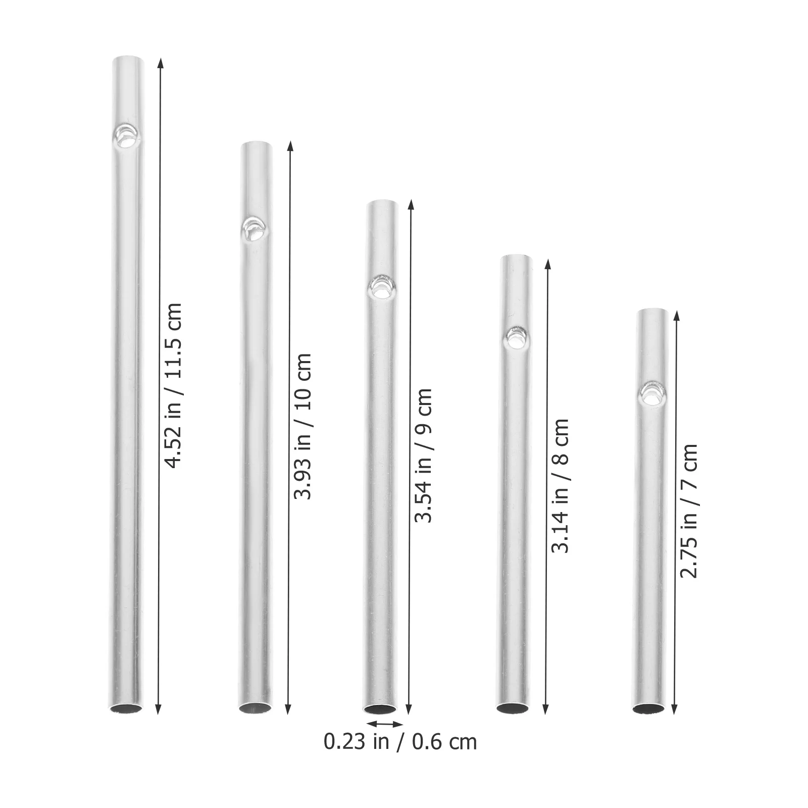 60Pcs Wind Chime DIY Tube Aluminum Strong Replacement Pipes for Wall Door Garden Indoor Outdoor Decorative Accents