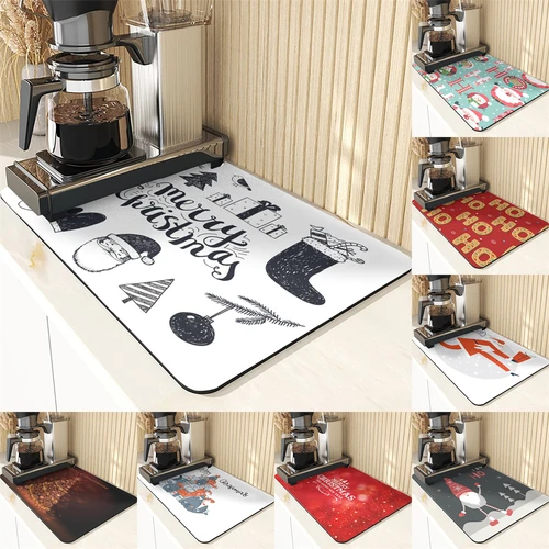 크리스마스 스타일 실리콘 패드 플레이스 매트, 주방 액세서리, 눈사람 인쇄 플레이스 매트, 식탁용 규조토 접시 매트 