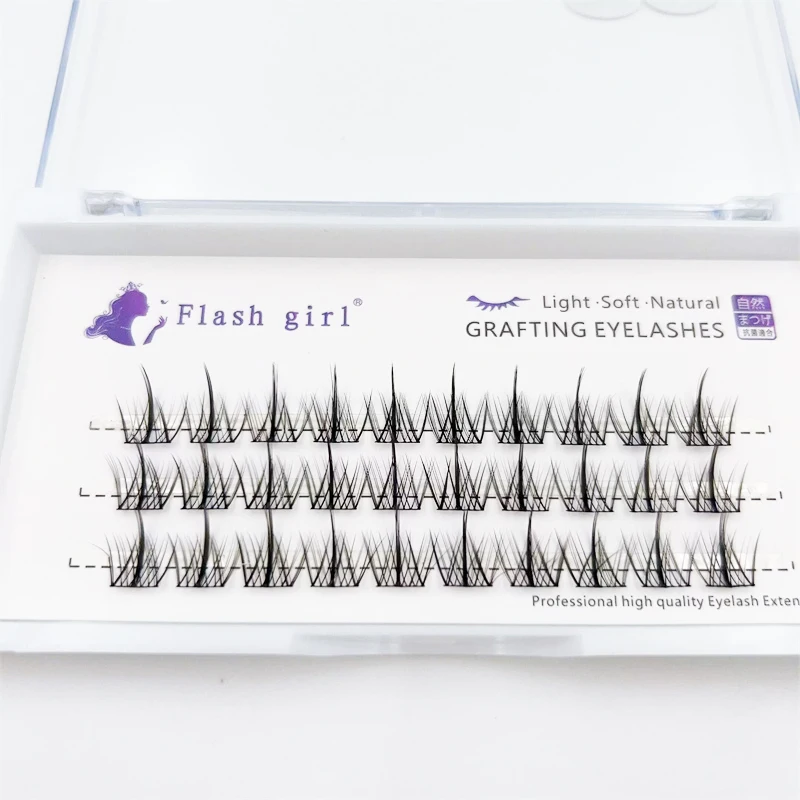 3 Rows/Boxes High quality PBT great texture spike cluster easy to clip invisible natural eylashes extention material