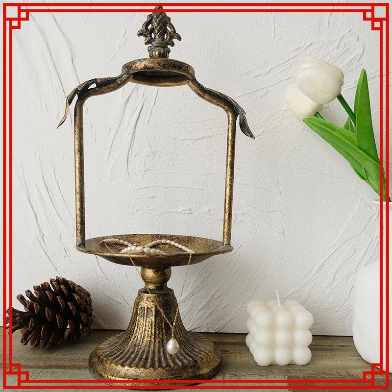 Retro Do Old Iron Storage Tray European Style Antique Desktop Ornaments Nordic Creative Photography Props Decorative Tray