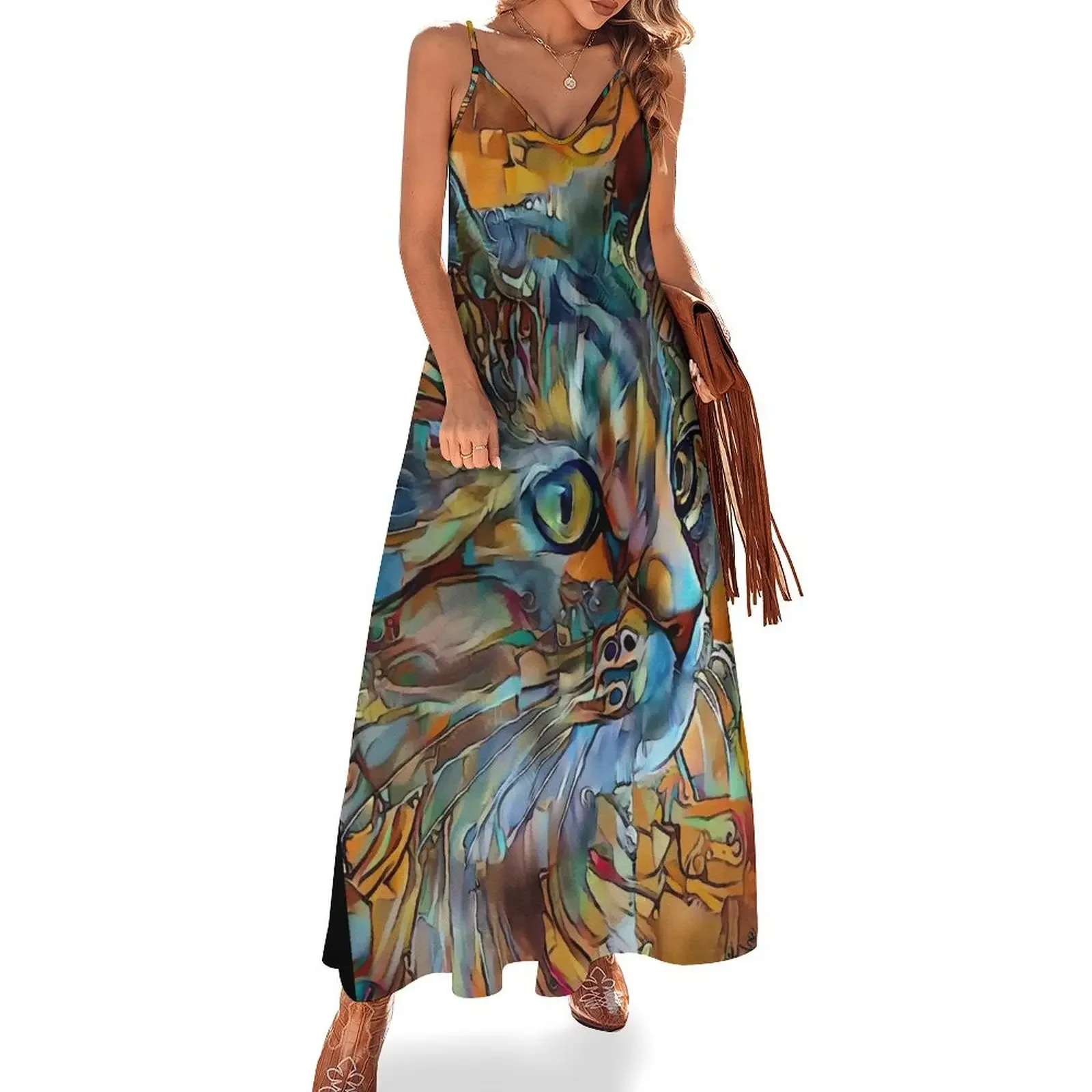 

Charly blue, cat, cat, chat, lea roche paintings Sleeveless Dress Summer dresses for women evening dresses luxury 2025 Dress