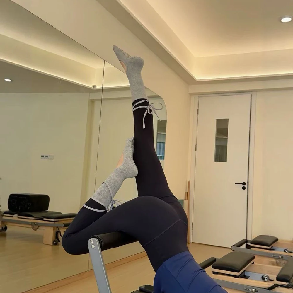 Lace-up Ballet Yoga Socks Women Mid-tube Non-slip Five Finger Fitness Dance Pilates Sports Socks Breathable Indoor Floor Socks view 6