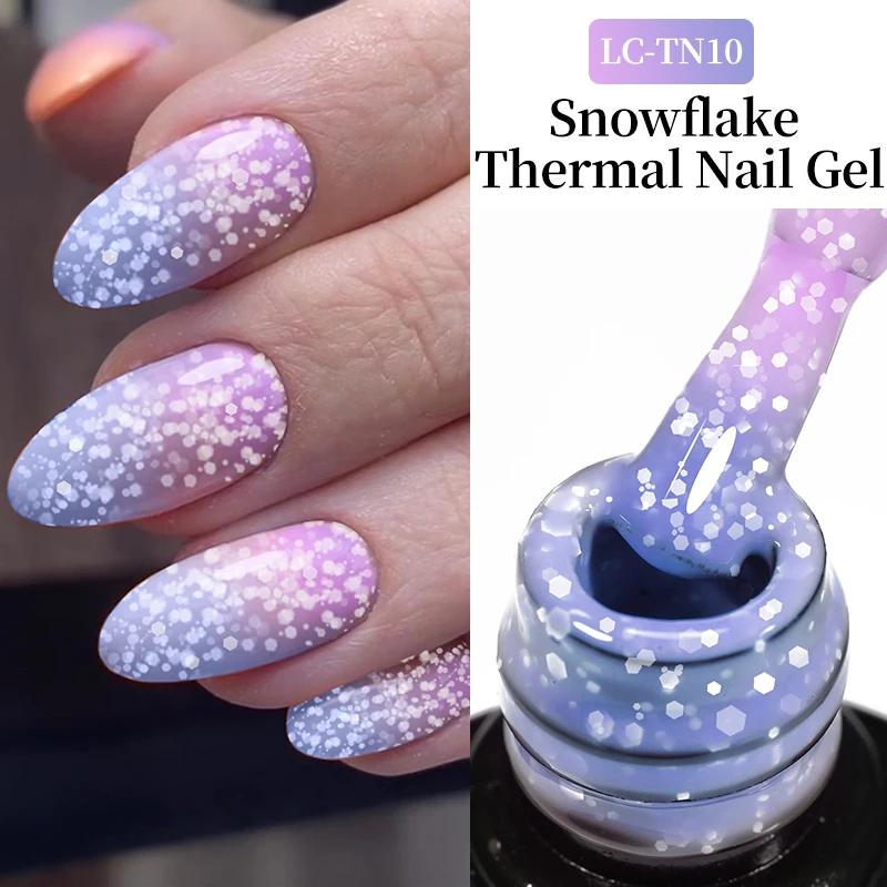 LILYCUTE 7ML Christmas Snowflake Thermal Gel Nail Polish Semi Permanent Nail Art Snow Sequins Temperature Color Changing Gel