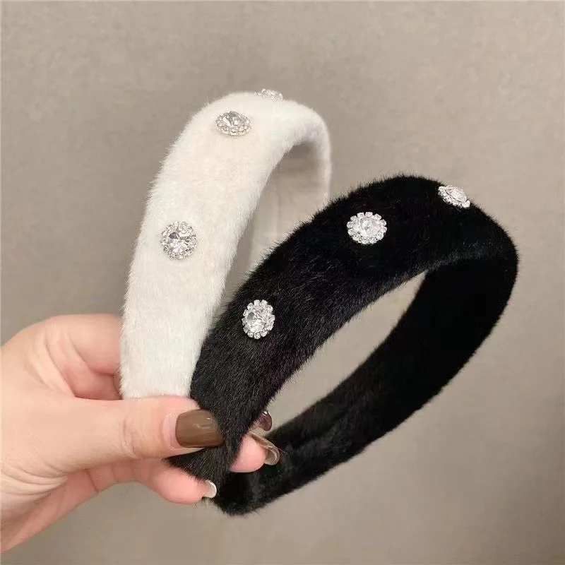 

VANIKA Winter Fashion Plush Headbands Solid Wide Soft Fluffy Furry Hairbands for Women Girls Hair Hoops Party Hair Accessories