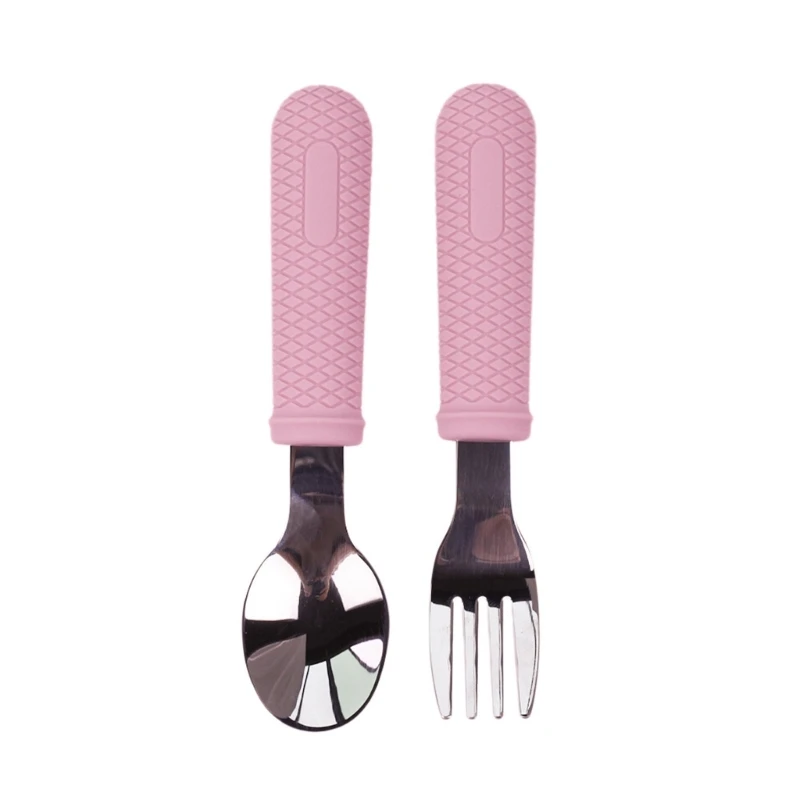 G2TD 2PCS Silverware Spoon Fork silikonem trzymającym dla dzieci sztućce