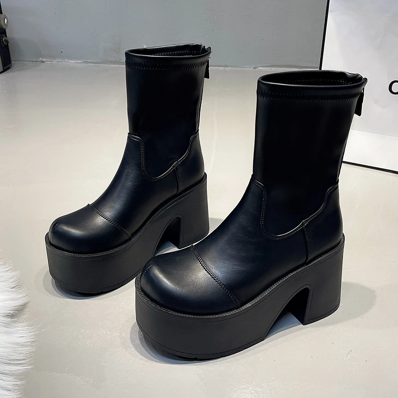

2023 новые стильные пикантные элегантные женские ботильоны на массивной платформе, большой размер 43, удобная прогулочная женская обувь, обувь на платформе