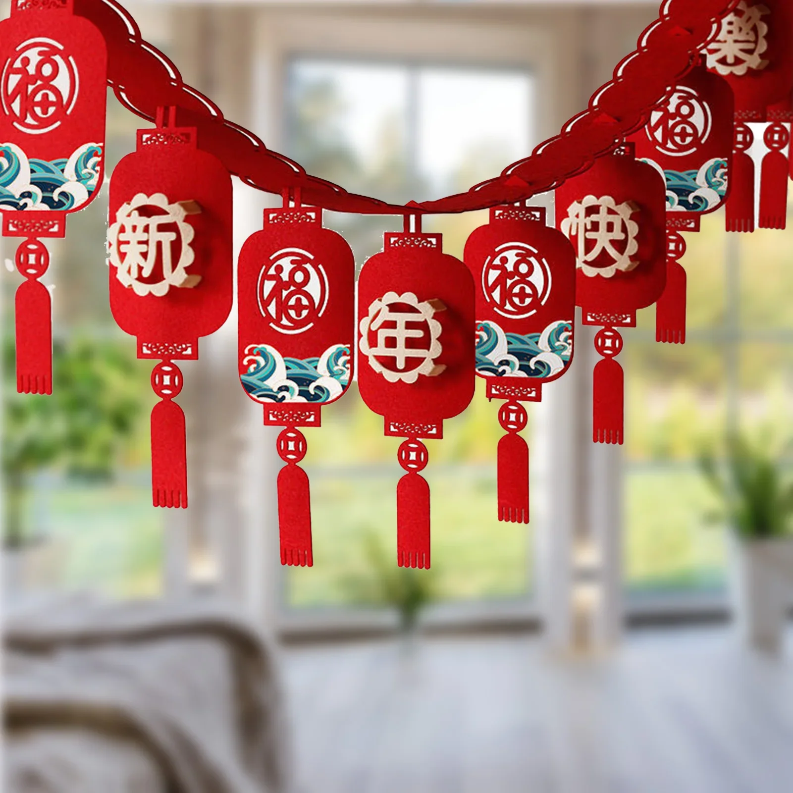 Capodanno cinese Lucky Fu Nappa che tira la bandiera Flanella Festival di primavera cinese Capodanno Ornamenti pendenti con ciondolo rosso