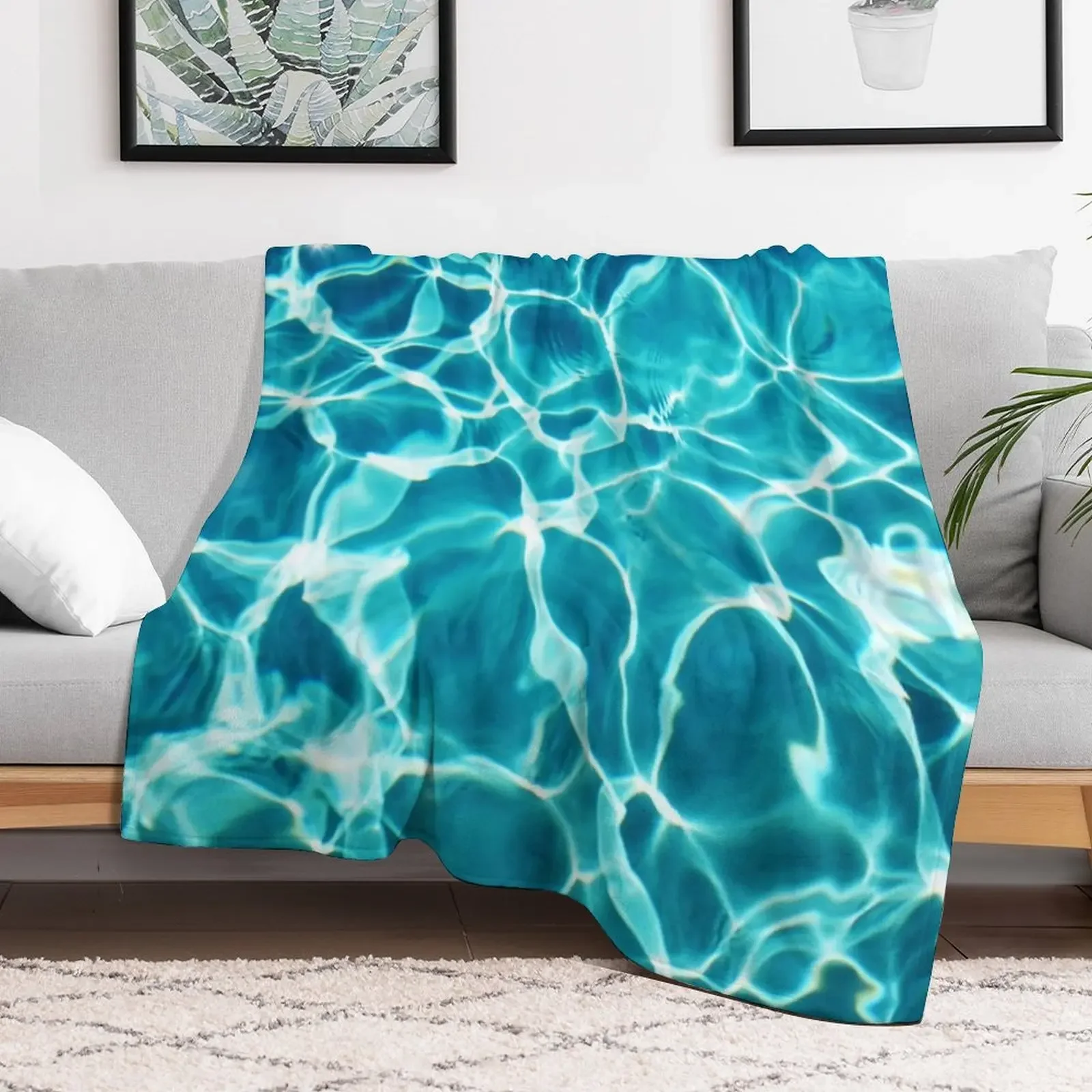 Turquoise Water -Aqua Blue -Ripples Throw Blanket Retros Luxury Brand Large Blankets