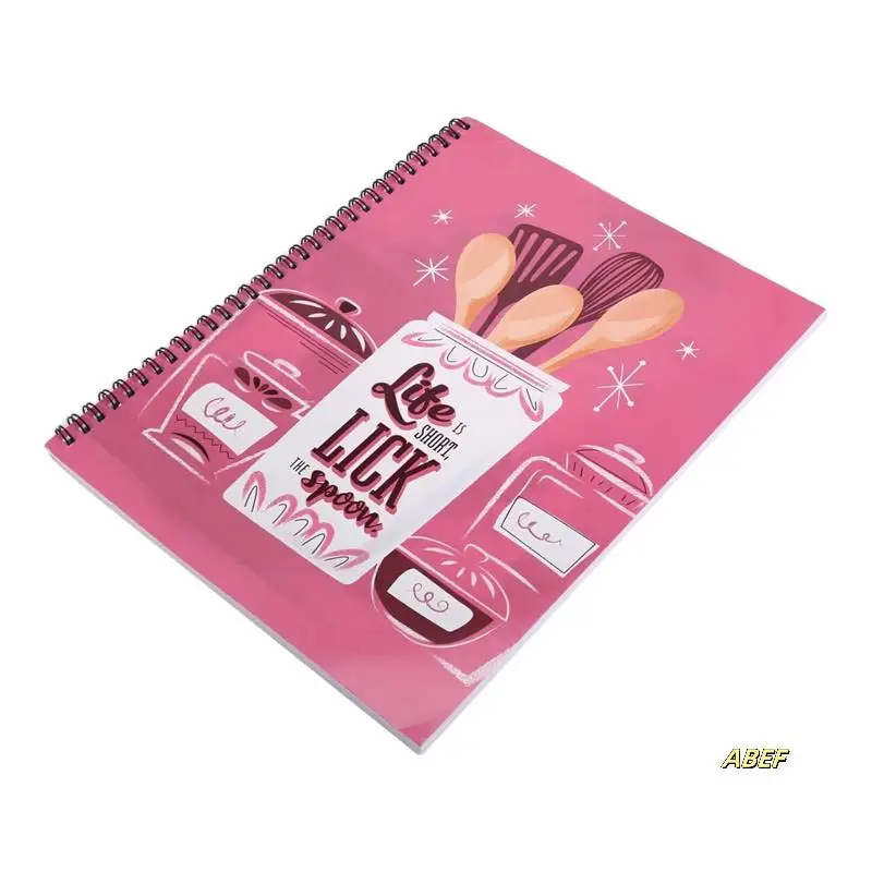Softcover Lick The Spoon Recipe Spiral Notebook/Jurnal, 120 Halaman Resep, Sampul Laminasi Gloss Tahan Lama