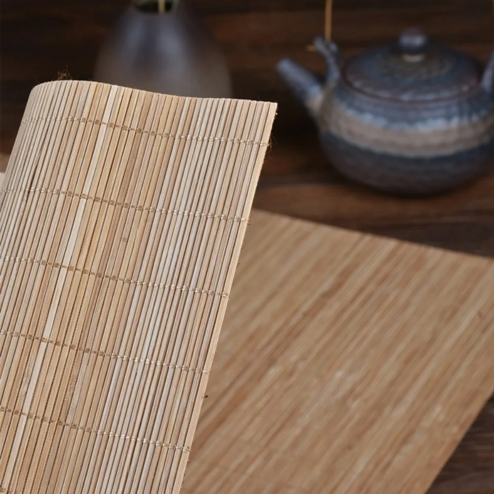 Eco-friendly Japanese Style Natural Bamboo Tea Table Runner Insulated Traditional Tea Table Mat Vintage Cutting Table Pad Cafe