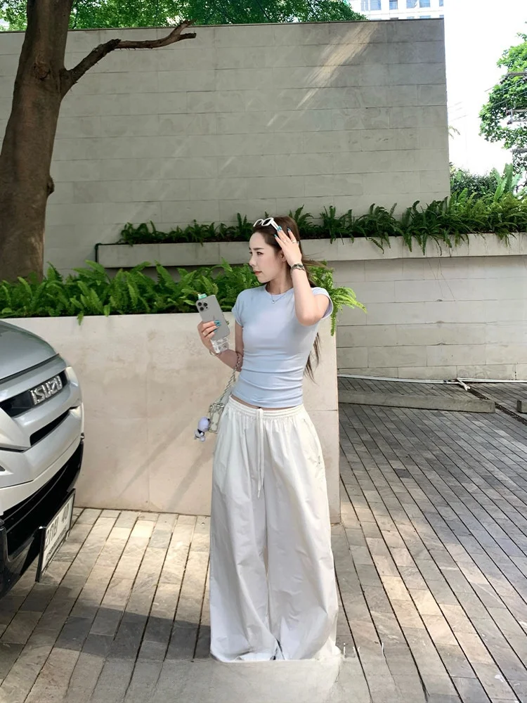 

Женские повседневные брюки-парашюты Xzichic Dstring с широкими штанинами, весна-лето, новые, из тонкого хлопка и нейлона, свободного кроя