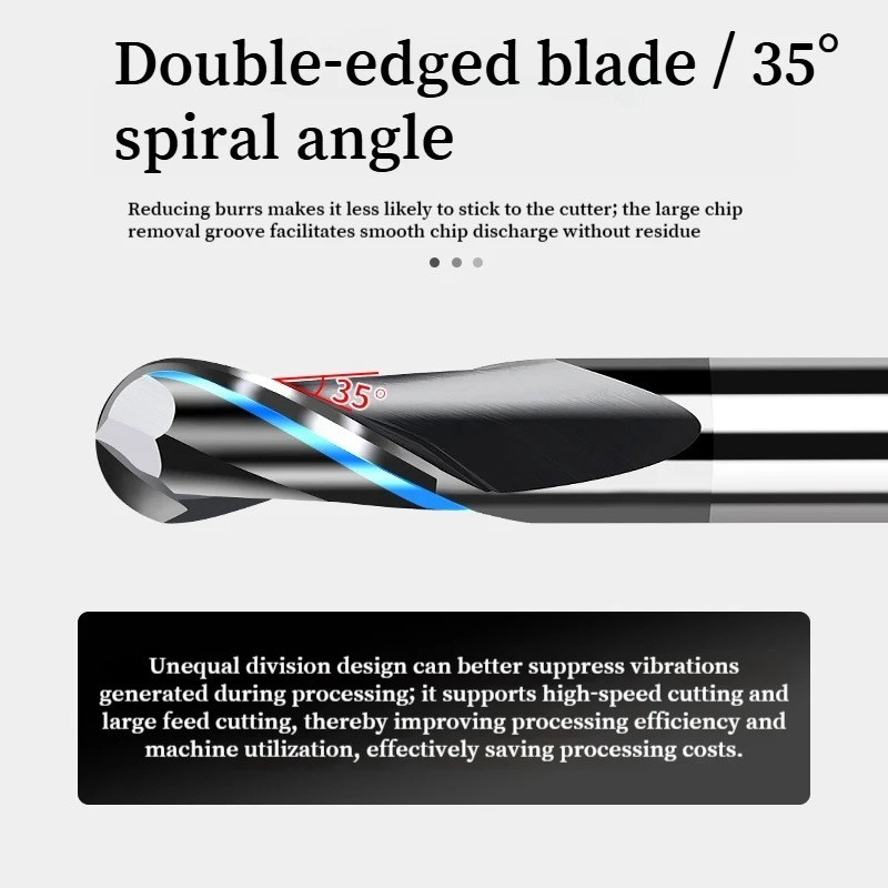 

HRC70 Carbide Ball Nose End Mill 2 Flute CNC Milling Cutter for Metal R0.75 R1 6mm 8mm 10mm High Hardness
