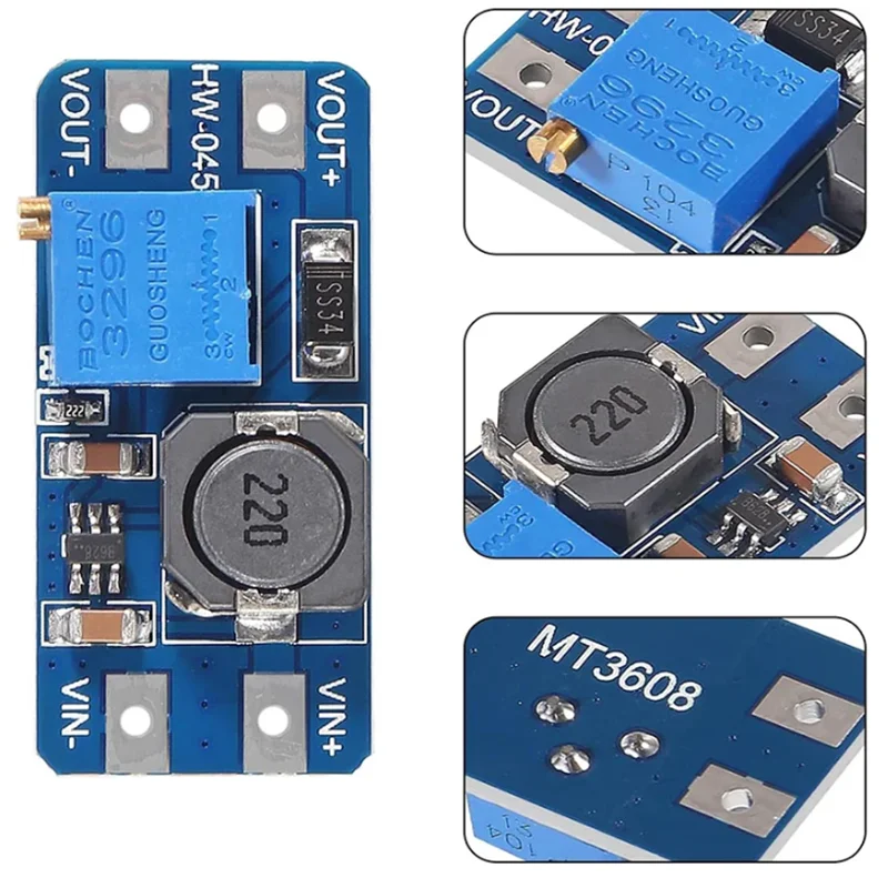 5-10PCS MT3608 Adjustable Step Up Module Voltage Regulator TYPE-C Plug 2V-24V to 5V-28V 2A Step-Up DC-DC Boost Converter - view 3