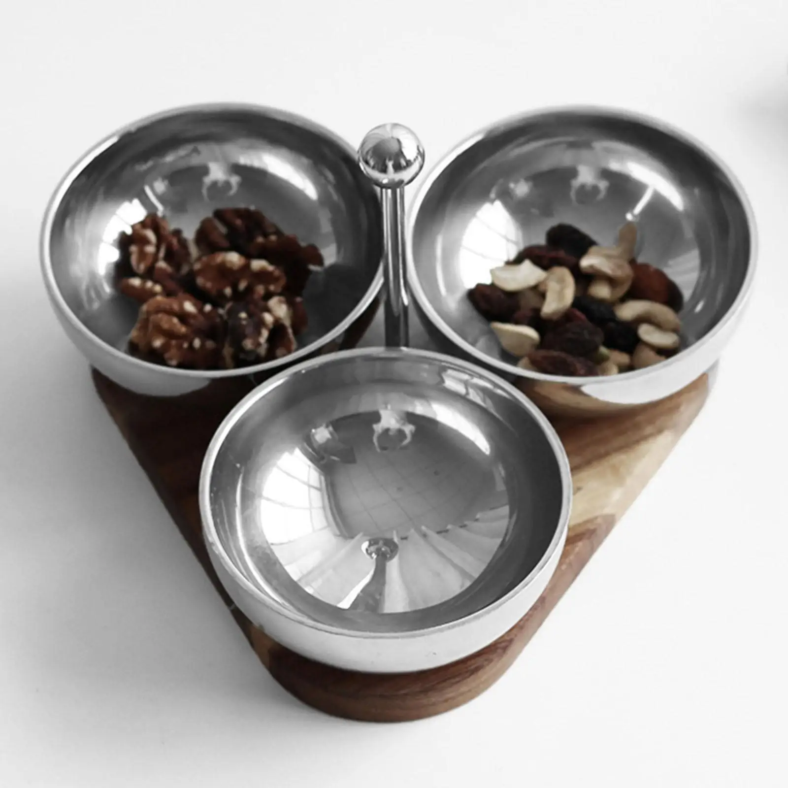 Cuenco para servir de 3 compartimentos, resistente a la oxidación, fácil de almacenar, cuenco de postre para aceitunas, patatas fritas, frutas secas, sala de estar, cocina del hogar