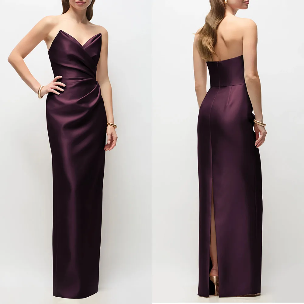 

High Quality Customized V-neck Brown Sleeveless Backless Straight Elegant Dresses for Wedding Luxury Guest Выпускное Платье 원피스