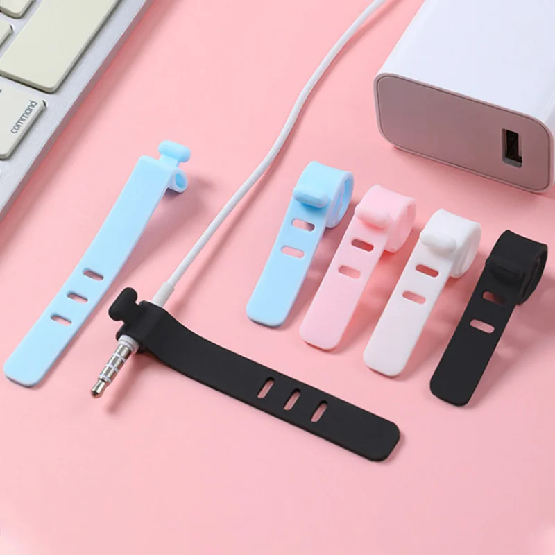 Silicone Data Cable Winder Headphone Clip Organizer Cord Tie for Power Mouse Headset Charger Desktop Organizador Cables