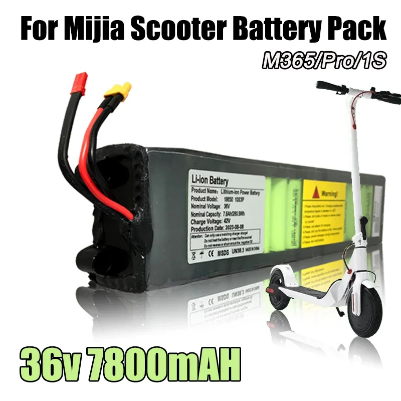 36V 7800mAh for Xiaomi M365  Li-ion Battery Pack, Built-in BMS Protection，Without Communica, Long-Lasting Range