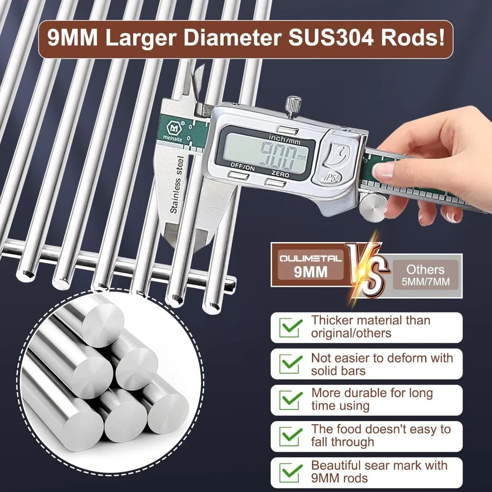 شبكات شواء مقاس 18.75 بوصة 9 مم لـ Weber Genesis II، أجزاء شواية لسلسلة Weber Genesis II LX 300، Genesis II E&S 310 315 320 325 340