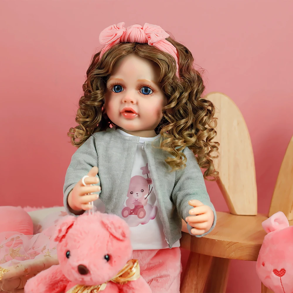 55 سنتيمتر تولد من جديد طفل فتاة دمية بيتي كامل لينة سيليكون الفينيل الجسم مع شعر أشقر الأميرة نابض بالحياة دمية طفل هدية عيد الميلاد لفتاة
