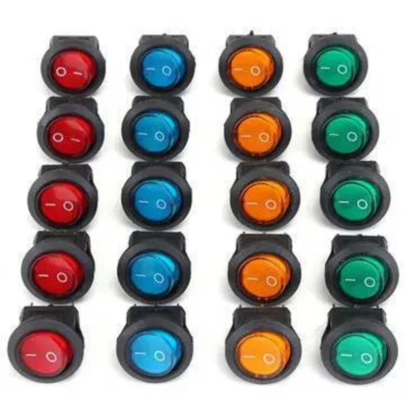 5 Pcs LED Dot Lampu 12V Motor Mobil Perahu Bulat On/Off Rocker Switch Toggle 3 Pin round Tombol SPST
