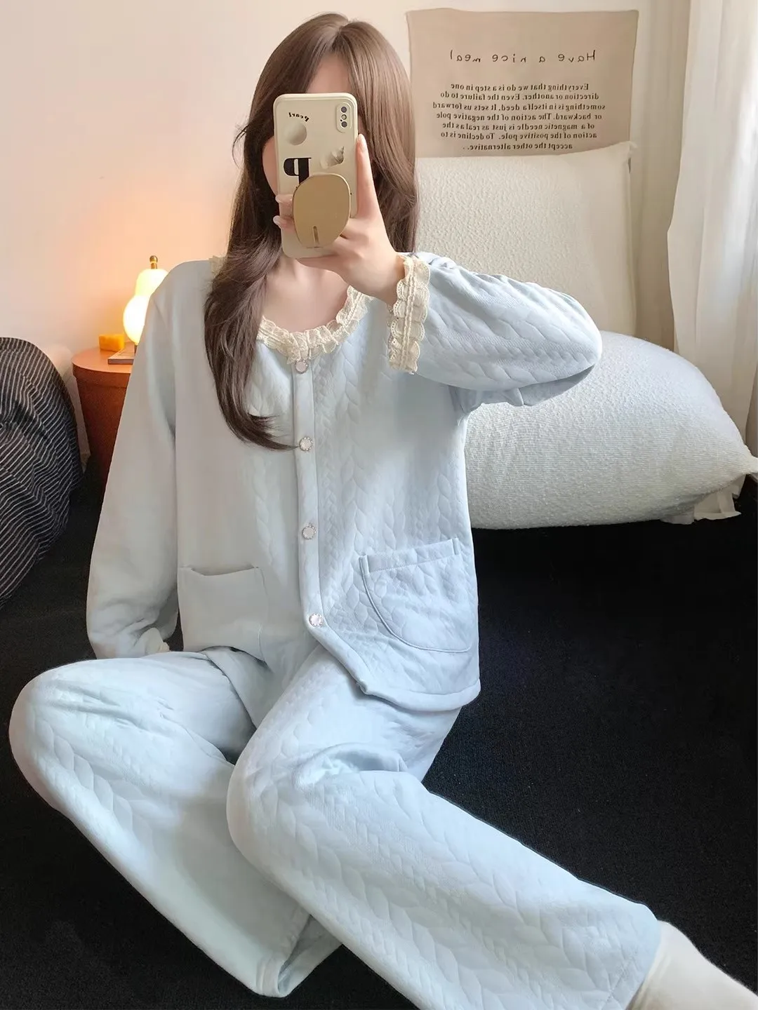 

plus Size Air Cotton Spwear Set for Women Loose Comfortable Outerwear Suitable for Autumn Winter Home Wear Teenage Size