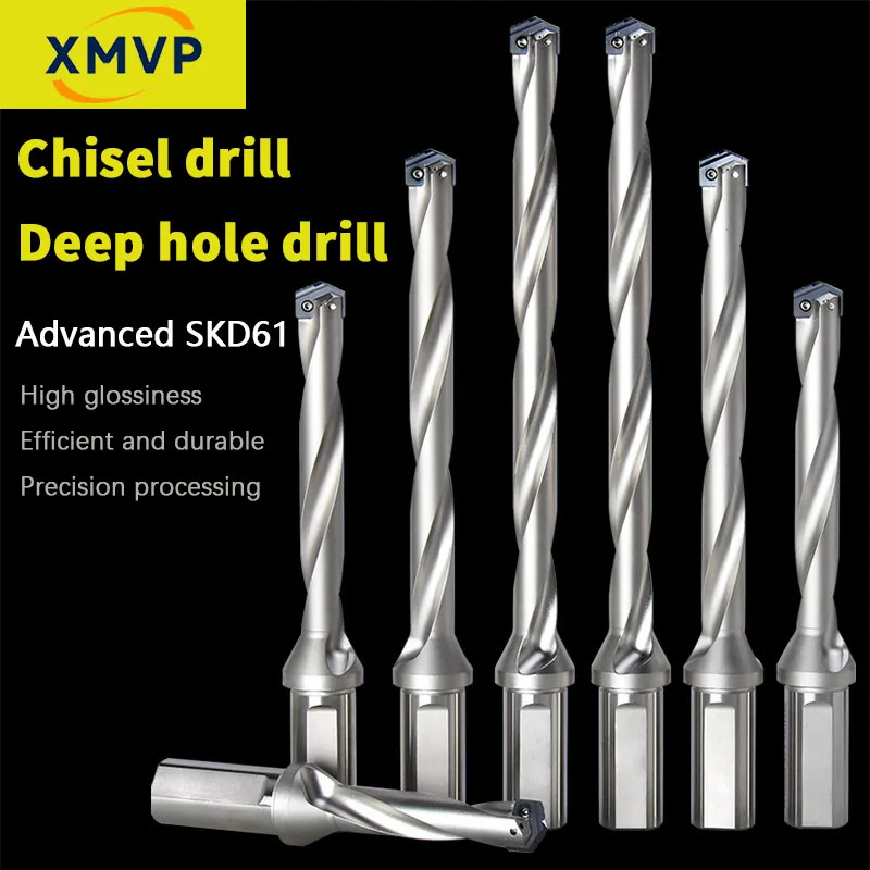 CNC plunge drilling tool holder with deep hole crown drill, long-armed U drill, high-efficiency alloy drill bit, for CNC lathes
