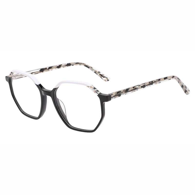

Kirka Women's Acetate Flat Cat Eye Glasses Crystal Laminating Frames with Wide Temples Myopia Optic Eyewear WD4305