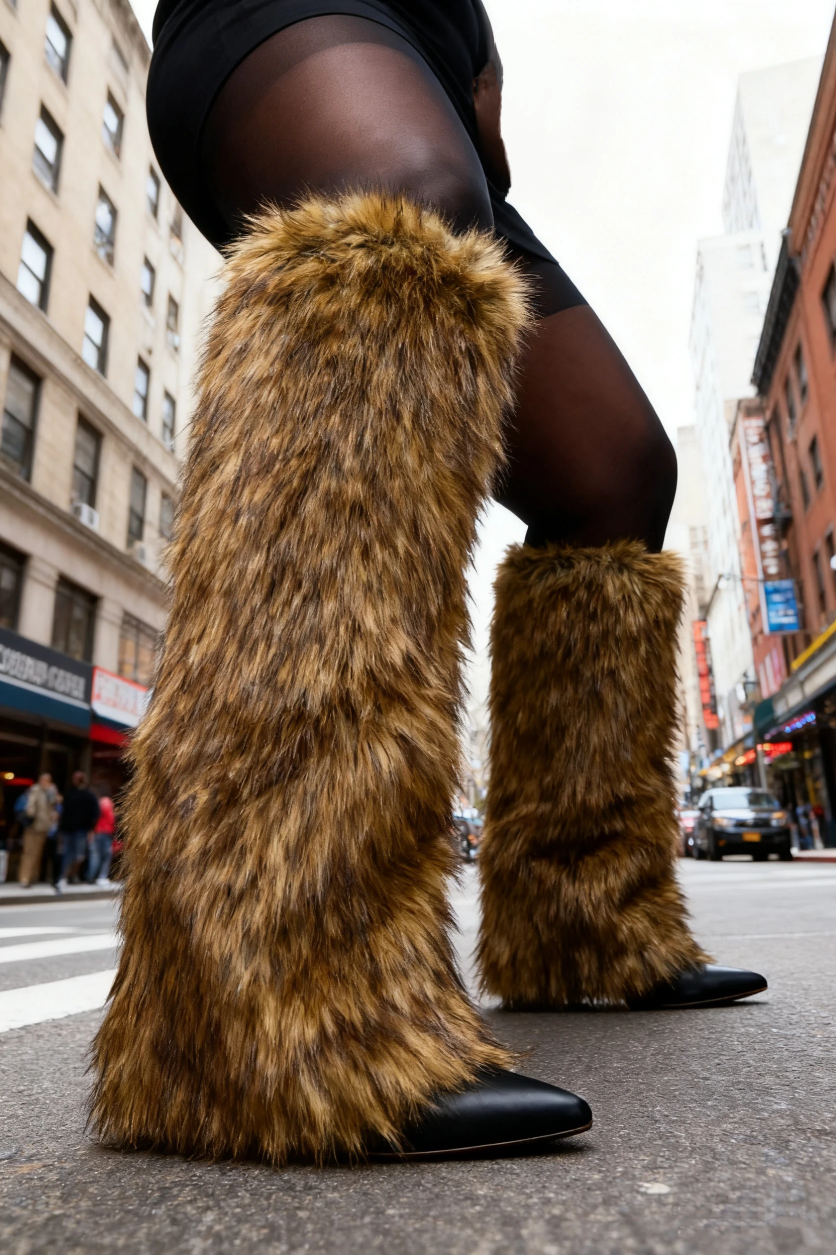 Otoño/Invierno nuevas botas por encima de la rodilla cálidas de piel marrón para mujer puntiagudas cómodas botas de pasarela de calle Retro de moda llamativas