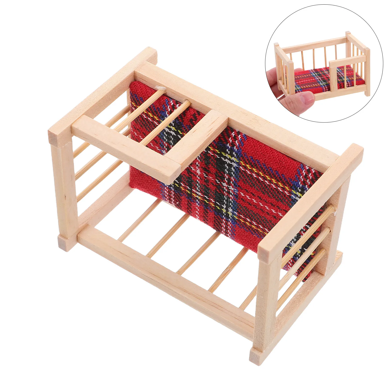 

Wooden Miniature Dollhouse Crib Realistic Baby Bed for Dollhouse Bedroom Accessories Creative Photography Prop Landscape