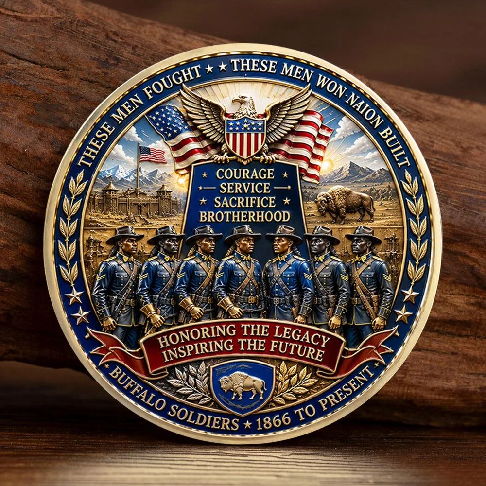 American Buffalo Soldier Gold Plated Commemorative Coin Military Challenge Medal