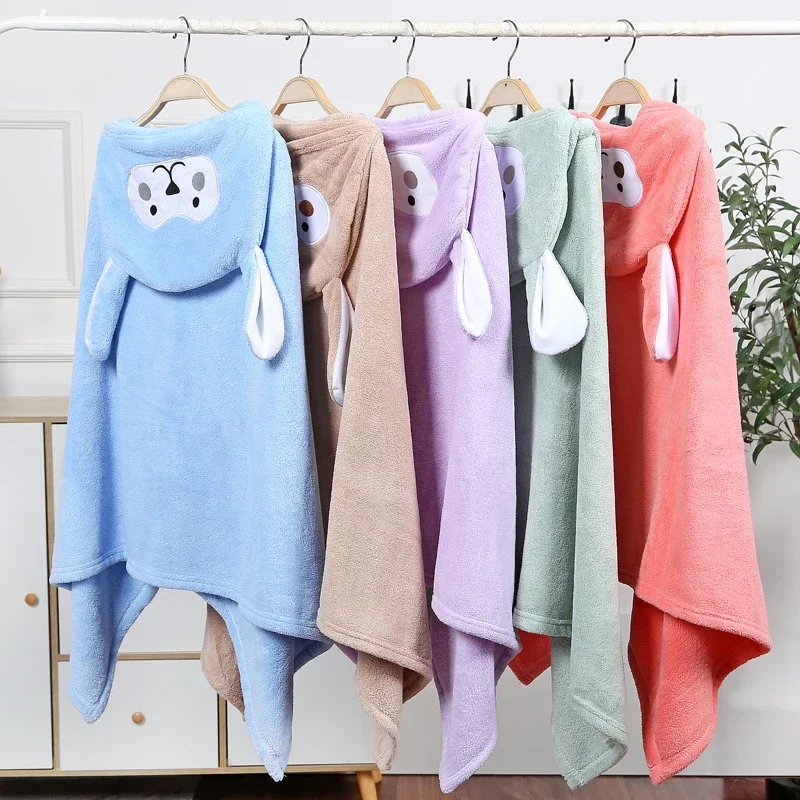 Jubah Bayi Hoodie Kelinci Kartun, Pakaian Tidur Anak-anak Handuk Mandi Anak Laki-laki Perempuan Piyama Jubah Mandi Lembut Pakaian Anak-anak-70x140cm