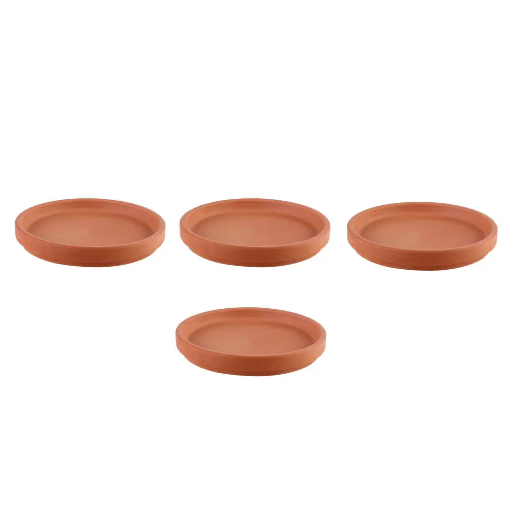 4Pcs Red Pottery Flowerpot Tray Set Waterproof Drainage Saucer for Indoor Outdoor Plants Gardening Water Trays Potted Plant